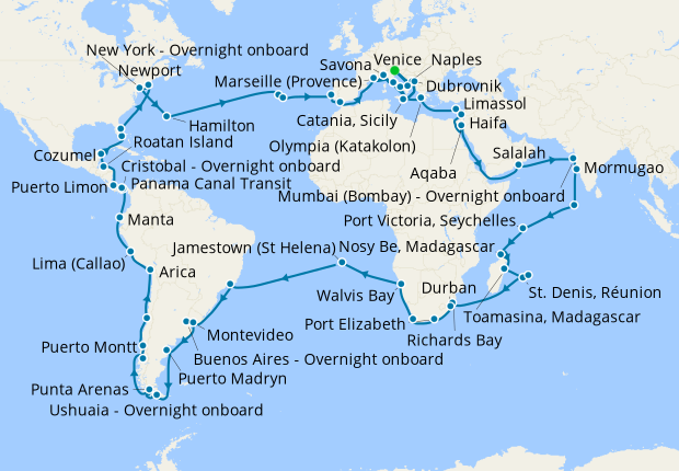 Costa Deliziosa ile Dünya Gemi Turu cruise gemi turları