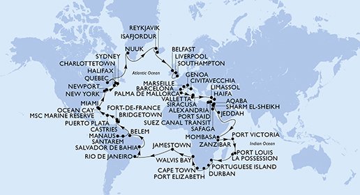 Msc Poesia ile Dünya Gemi Turu cruise gemi turları